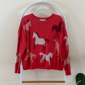 LOFT Red Sweater with Horse Design—year of the horse!